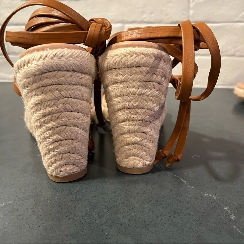 NWT Chelsea & Violet sz 8 Mriah brown leather strappy espadrille sandals